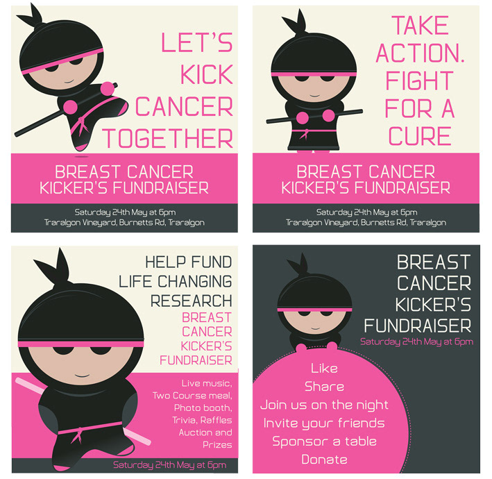 fundraiser ninja design social media breast cancer Flyer Design Logo Design ticket design cartoon design