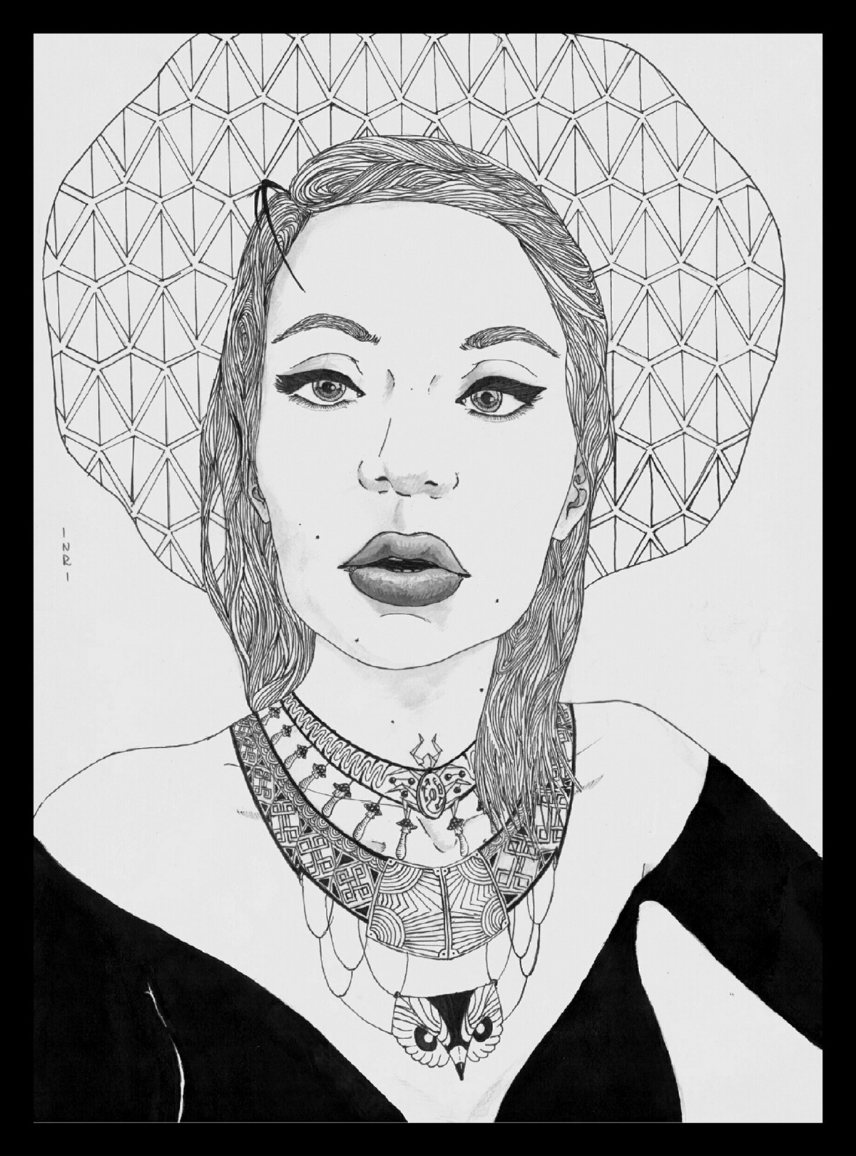 liner pattern ink portrait black & white