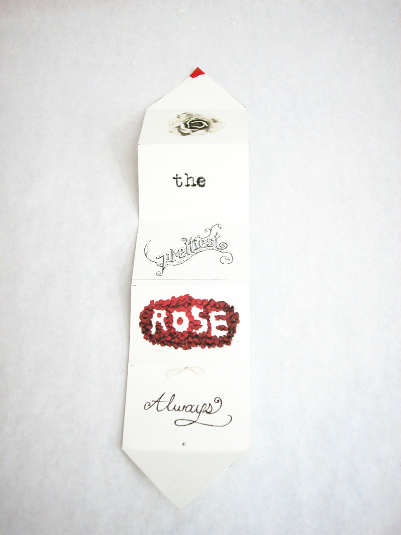 type experimental hand done hand made poster accordian sentimental rose