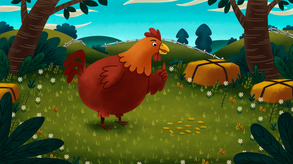 book children book children illustration digital painting Drawing  Editorial Illustration farm Stories Storytale the little red hen