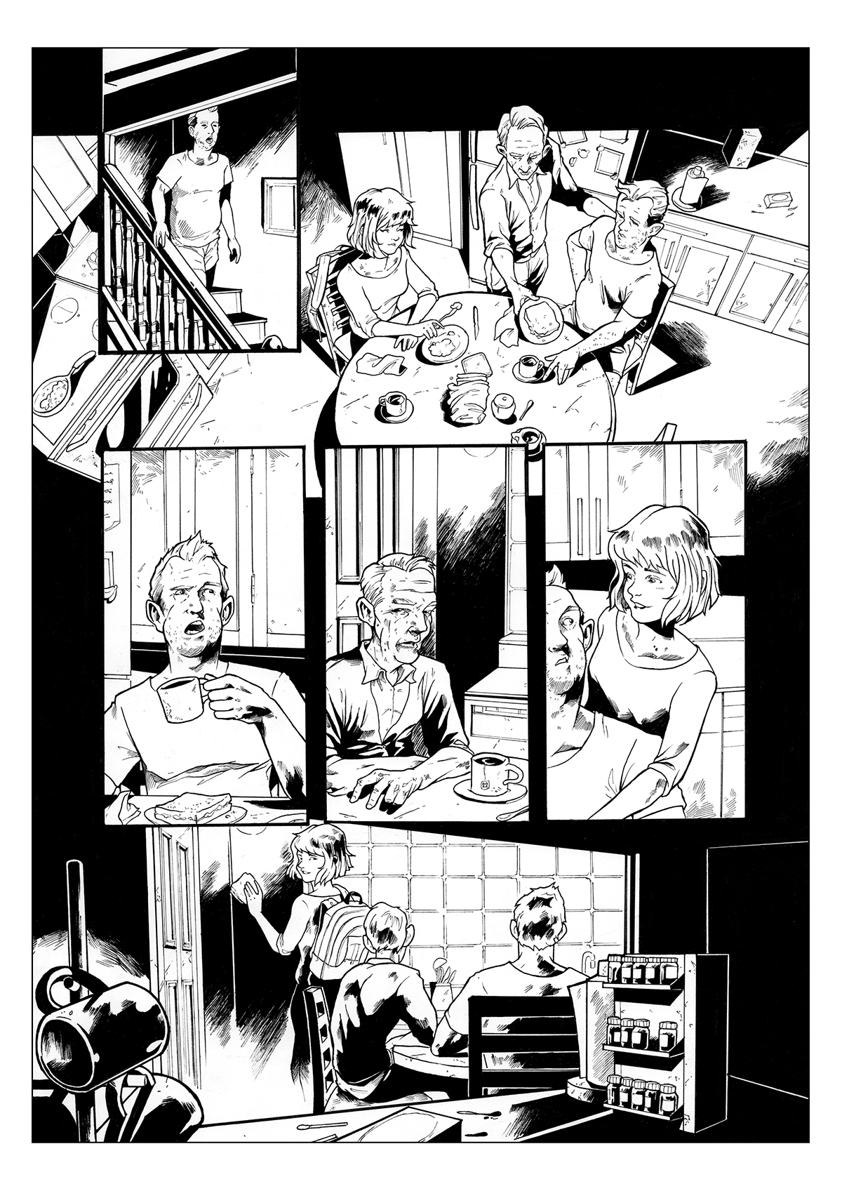 comic secuence storytelling   sample Project page panel ink handmade Dc Comics SuperHero Hero