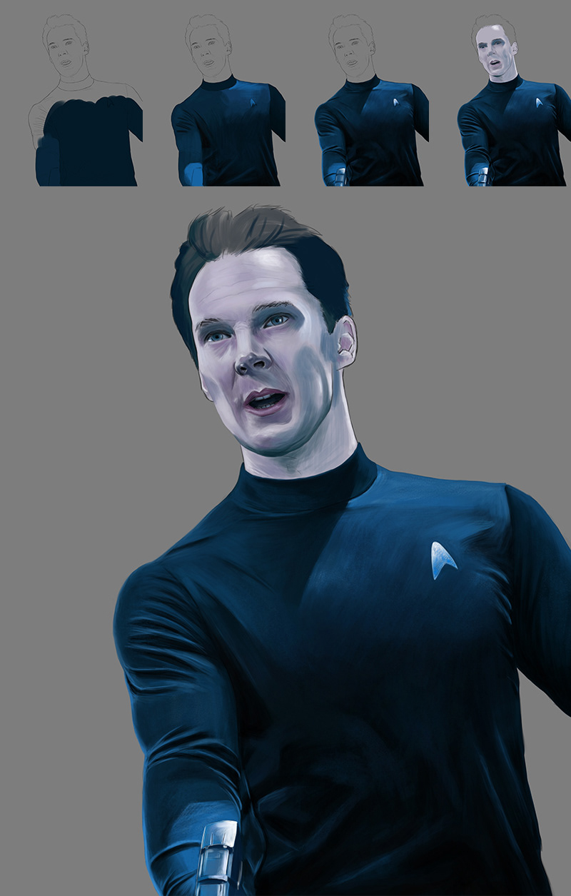Star Trek Benedict Cumberbatch digital painting sci-fi science fiction Fan Art Space  movie