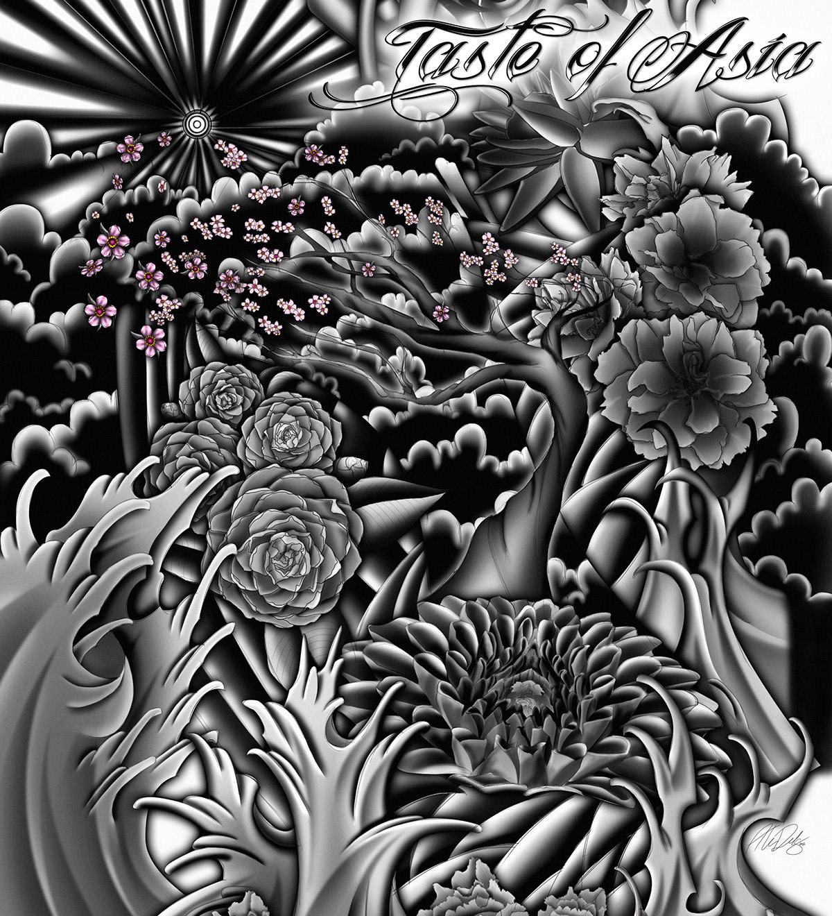 tattoo  Far east  Concept  graphics  Sketching  Rendering sketchbook pro photoshop