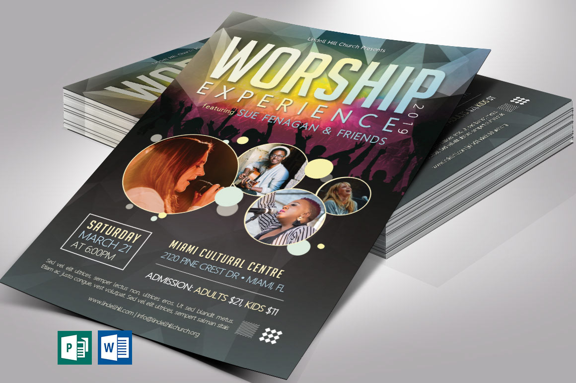 Worship Concert Flyer Word Publisher Template on Behance Regarding Gospel Flyer Template