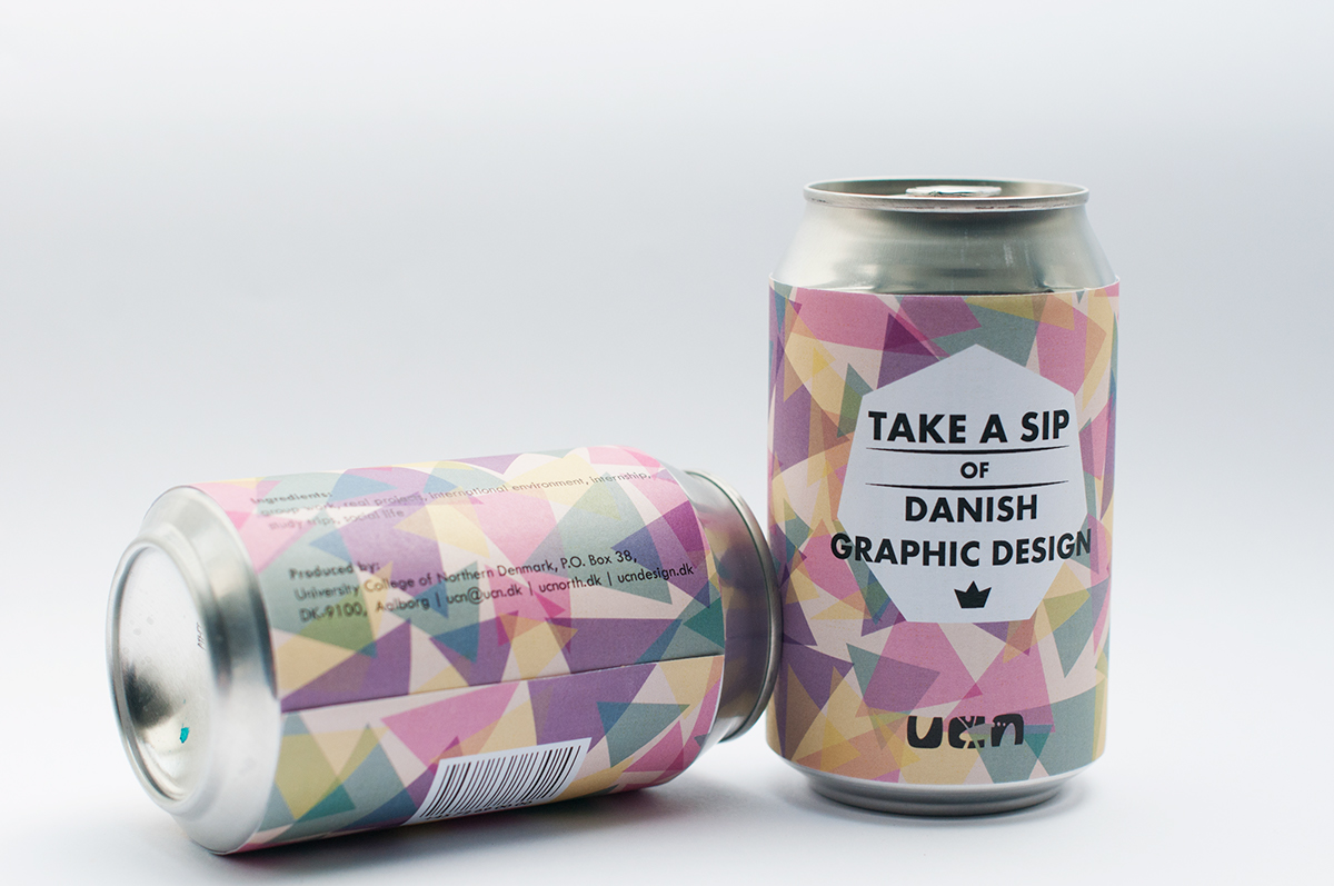 UCN University promotional material can beer can Sip beer study denmark aalborg america California design drink drinking