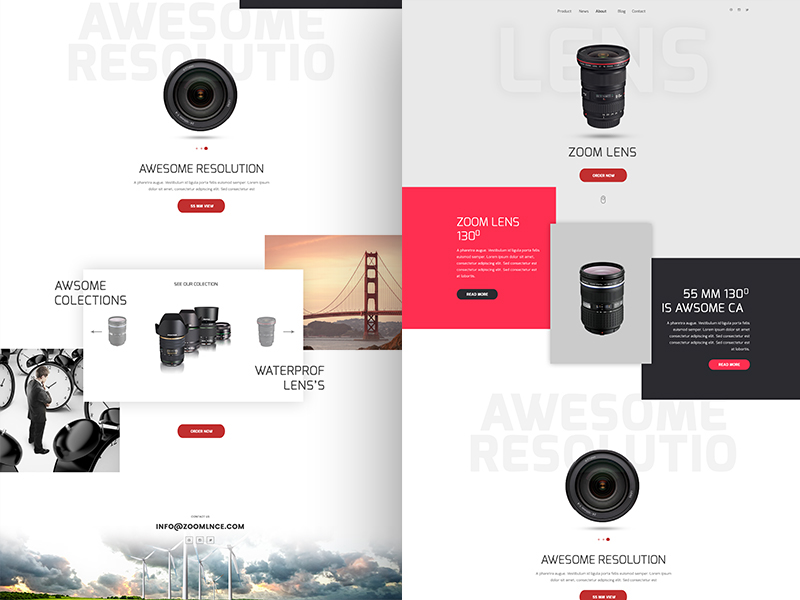 camera coming-soon e-commerce landing lens material modal page product shop ui ux