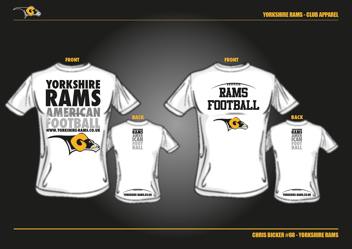 yorkshire rams american football apparel Clothing t-shirts graphic design sports club wear YorkshireRams