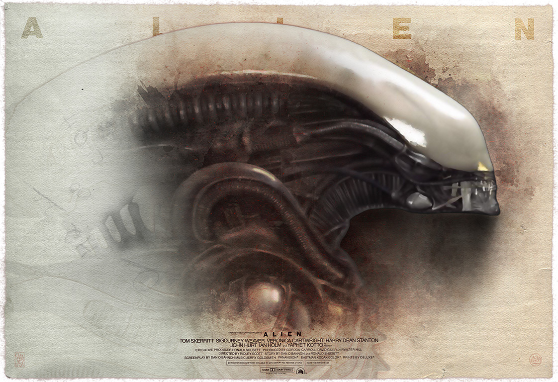 portrait Xenomorph alien Ridley Scott sigourney weaver H.R. Giger alternative movie poster