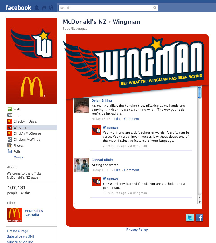 wingman david reid facebook McDonalds McWings New Zealand rapp tribal