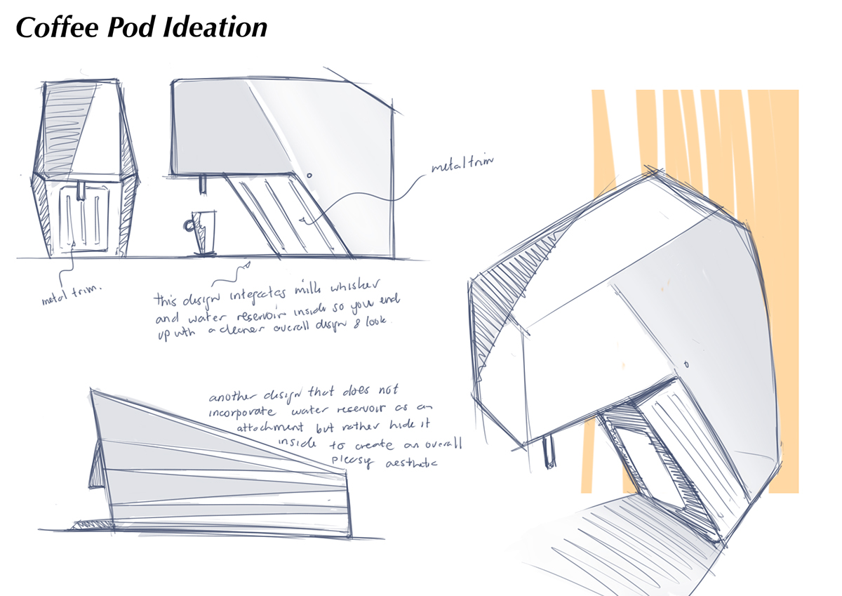 industrialdesign productdesign coffeemachine sketch concept Nespresso POD Coffee