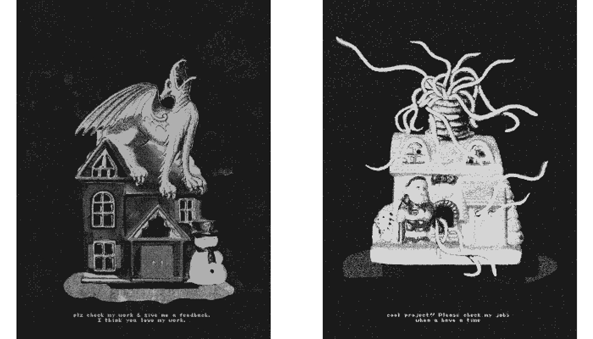 beast monster lovecraft haunting xmas holidays black and white pixel Christmas nightmare