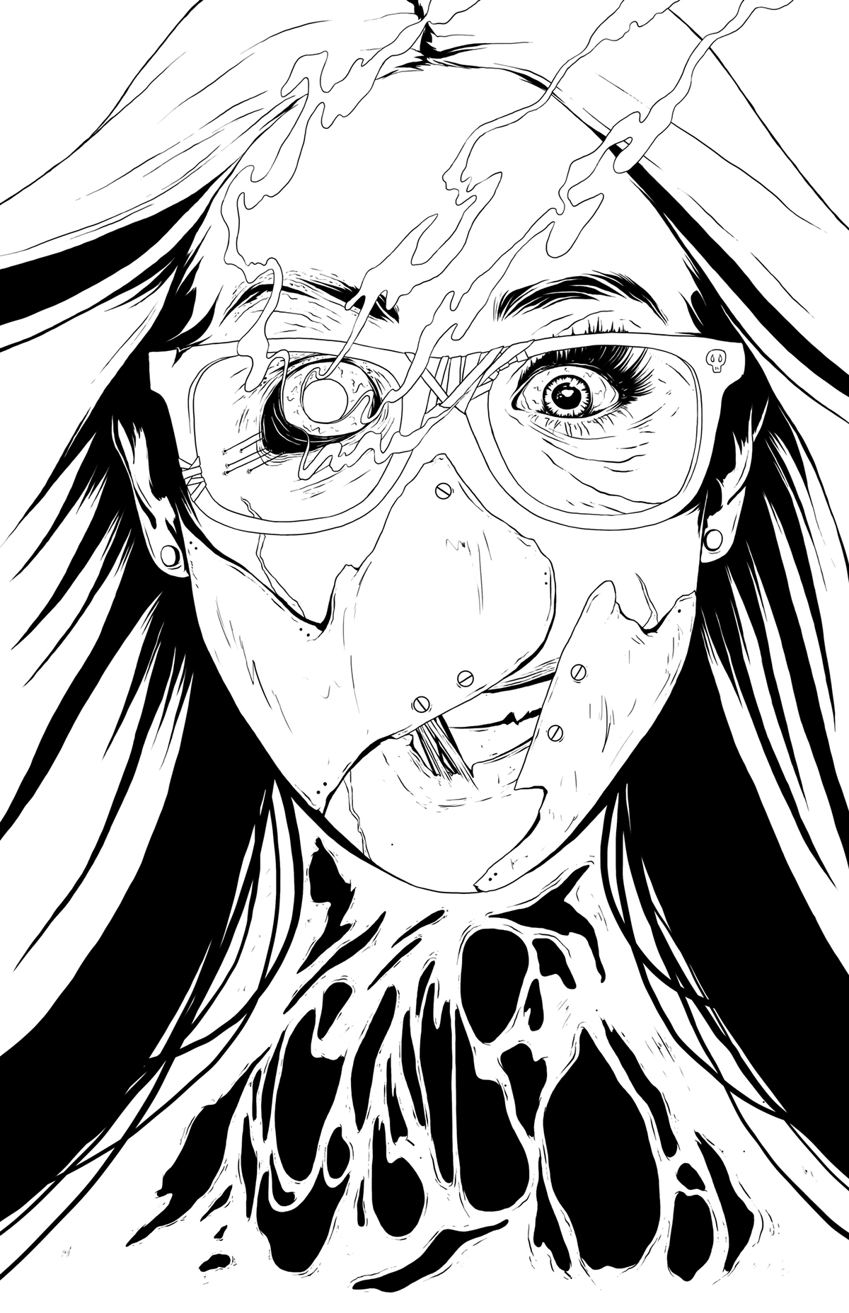 girl portrait tribal viobear   glasses ink hair torture warrior Ps25Under25 badass eyes colors skeleton smoke