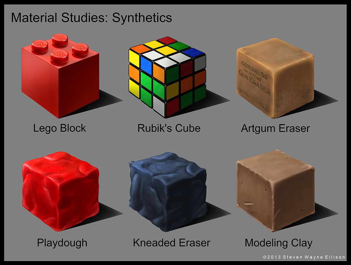 concept art digital paint material study environmental elements materials cubes