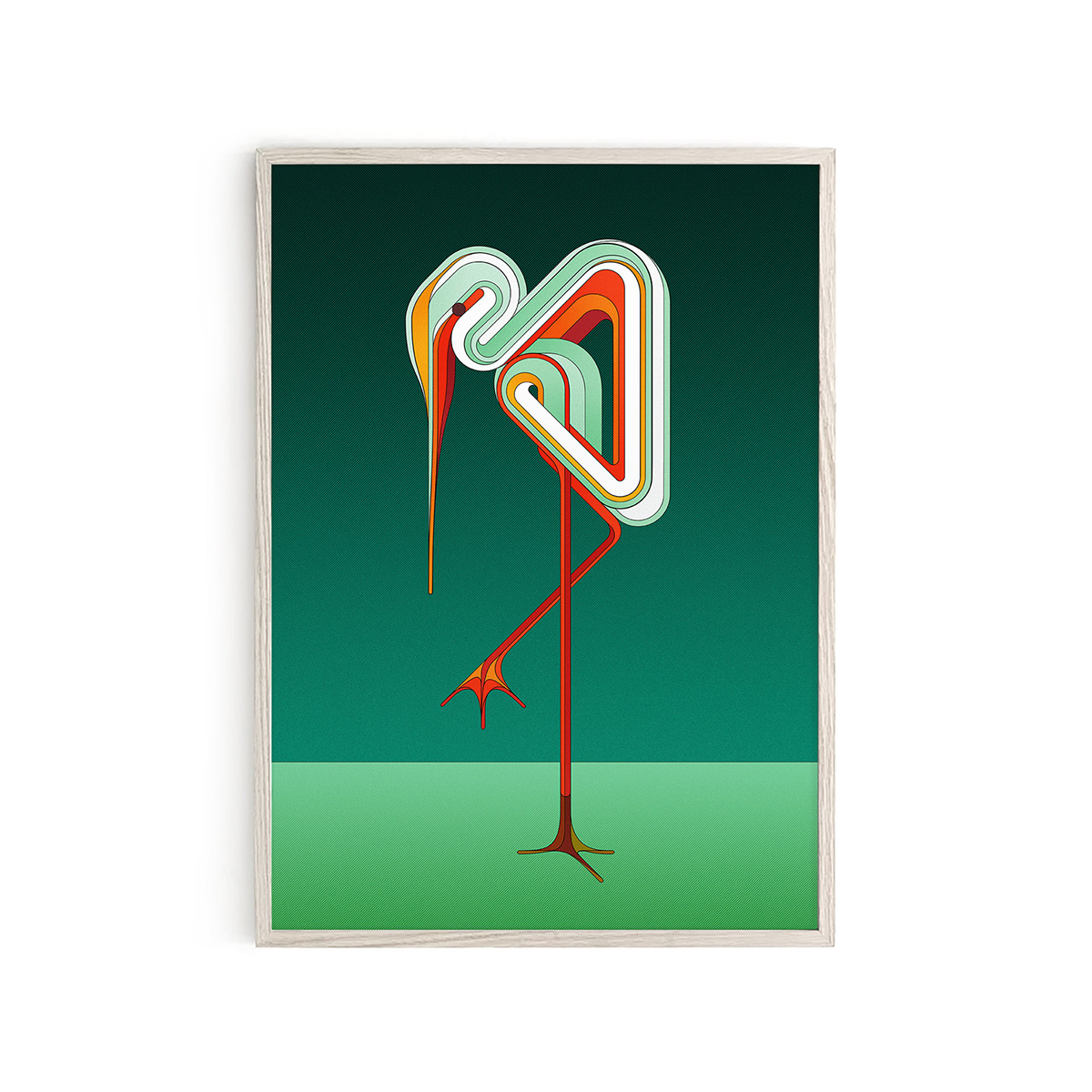a3 giclee print of a geometric illustration of a stork by Made Up Studio / Charles Williams