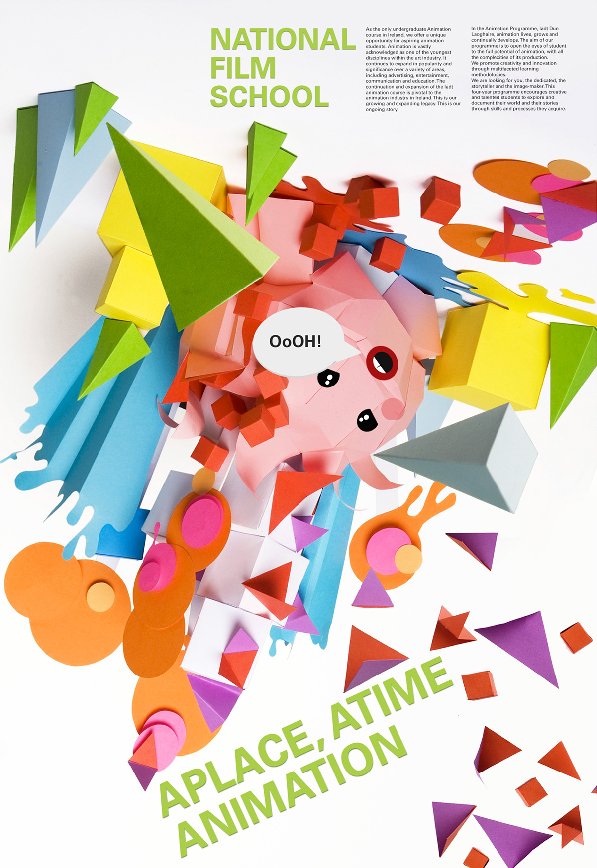 animation course paper scultpure 3D Character Landscape set world structure coloured paper