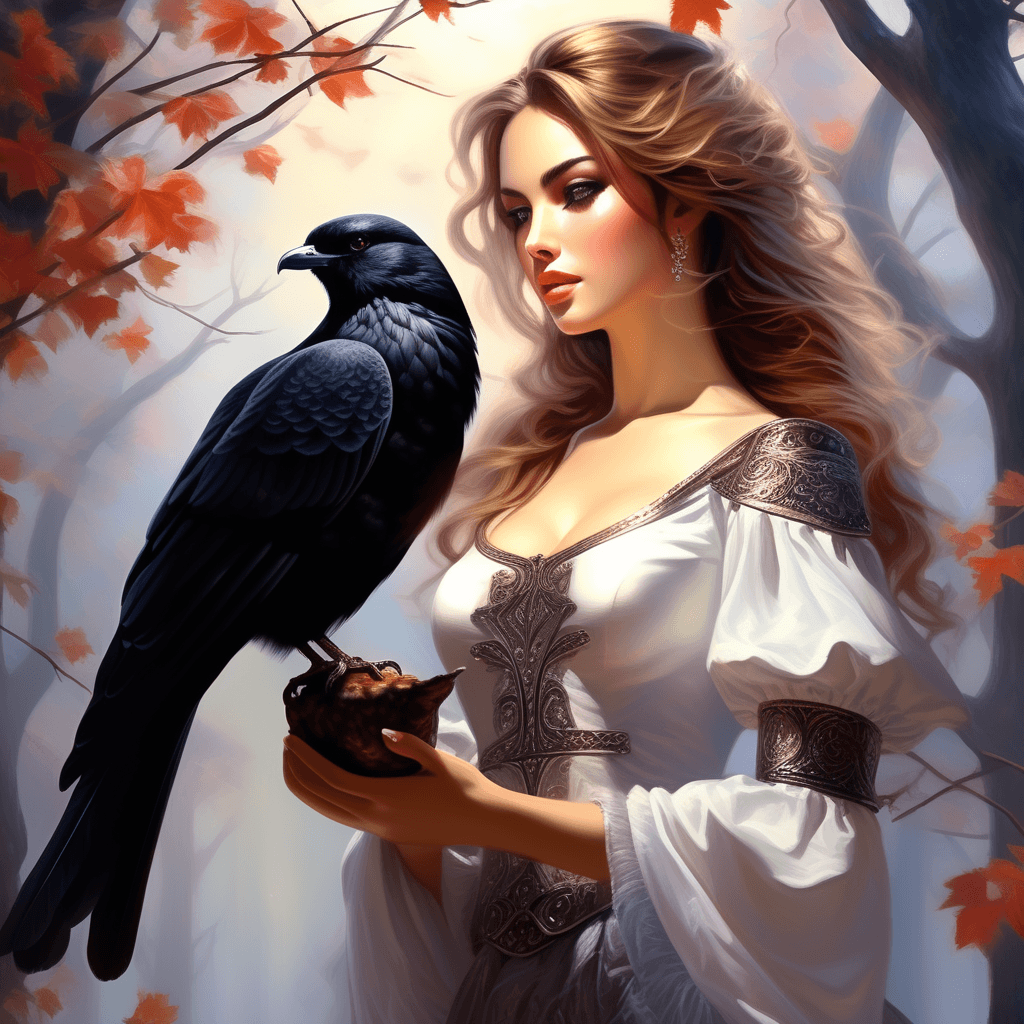 Girl Holding a Bird Panting By Midjourney Ai