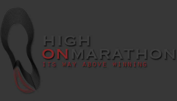 high Marathon logo design black White grey running jogging Cirlce lines