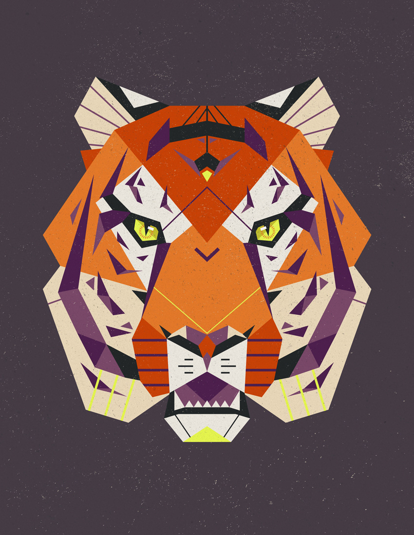 wolf tiger animals geometric wildlife