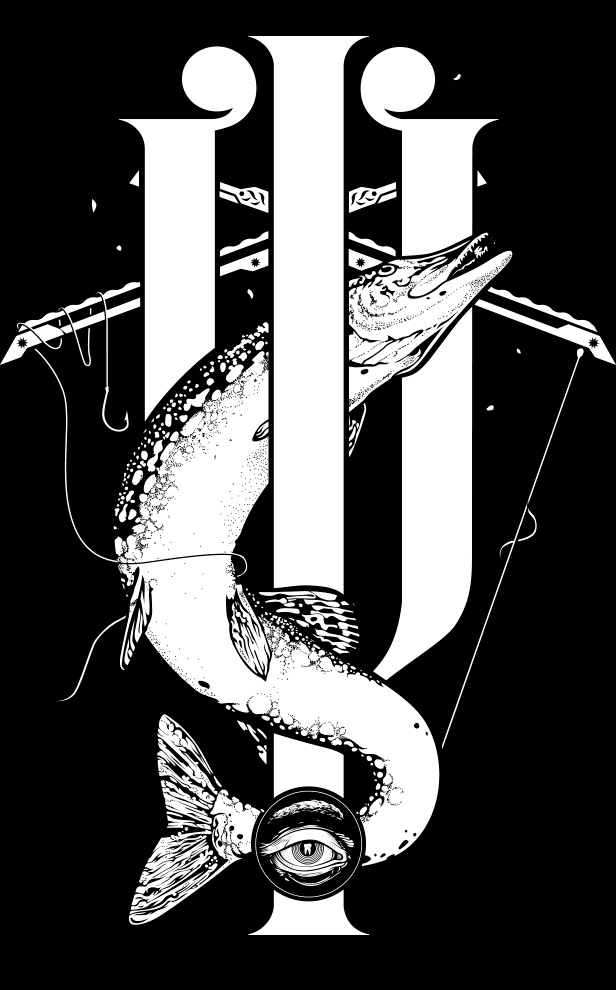 t-shirt screenprint metal black Russia russian Slavic fairy-tale swan Pike fish bird hare animal animals
