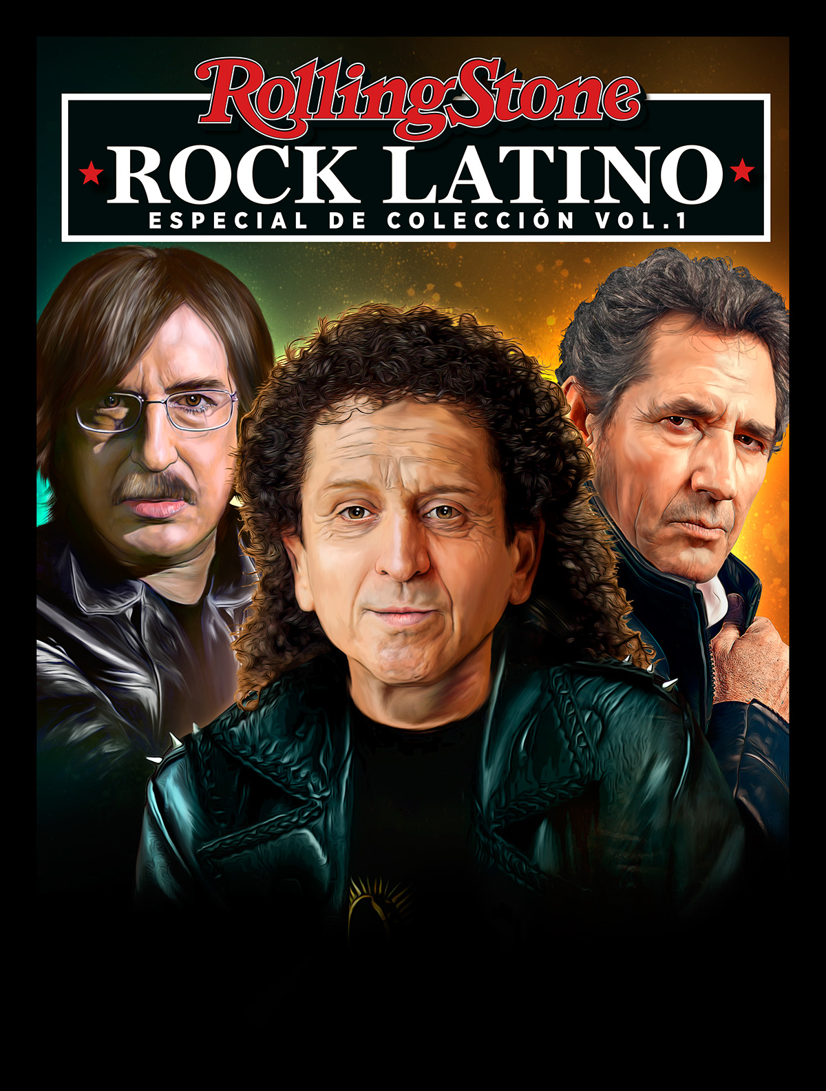 Latin rock illustrated rollingstone magazine alex lora charlie garcia miguel rios mexico poster