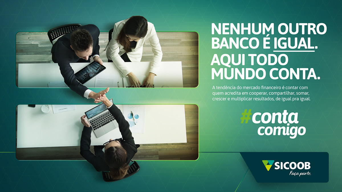 banco Campanha institucional sicoob Advertising  agencia Bank conta Cooperativa crédito social media