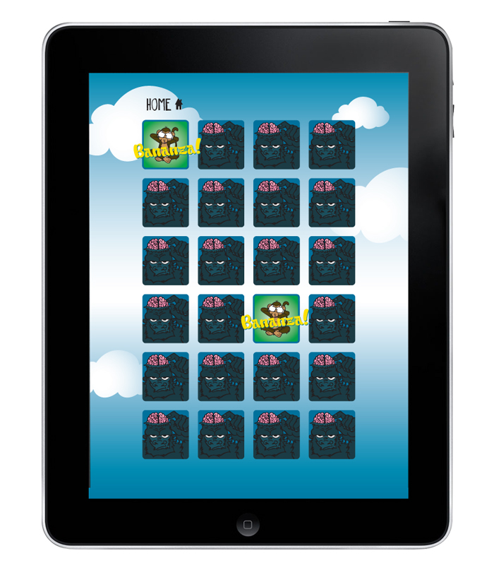 interactive iPad app game memory card game brain bananza concept