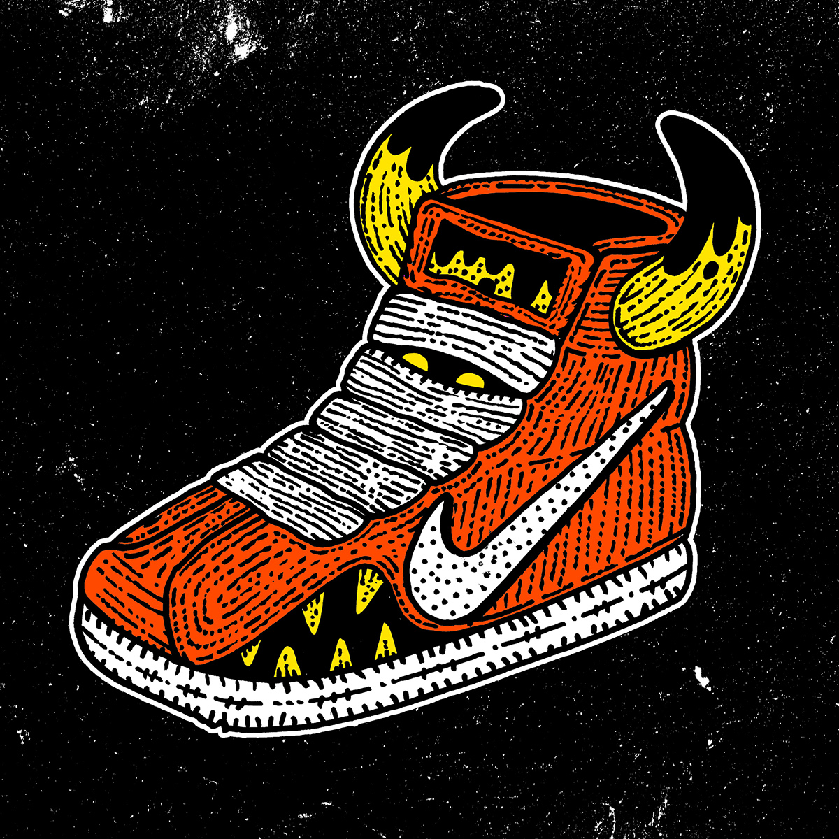 footasylum sneak trainers ink doodle illo kicks freaks Nike fashiondesign