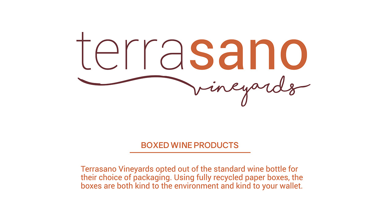 wine boxed wine terrasano vineyards package Label