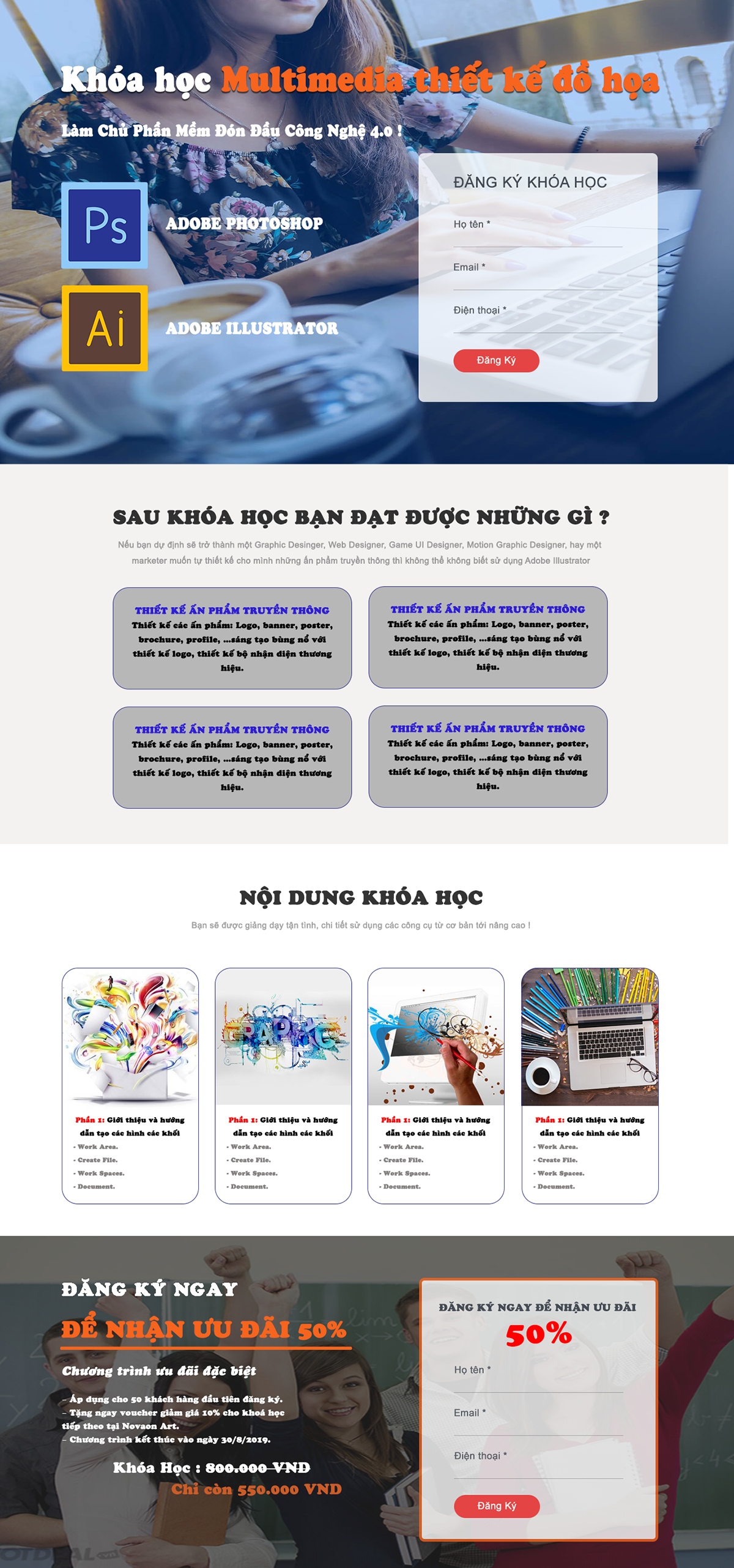 landing page layout web Web Design  design Single Page course