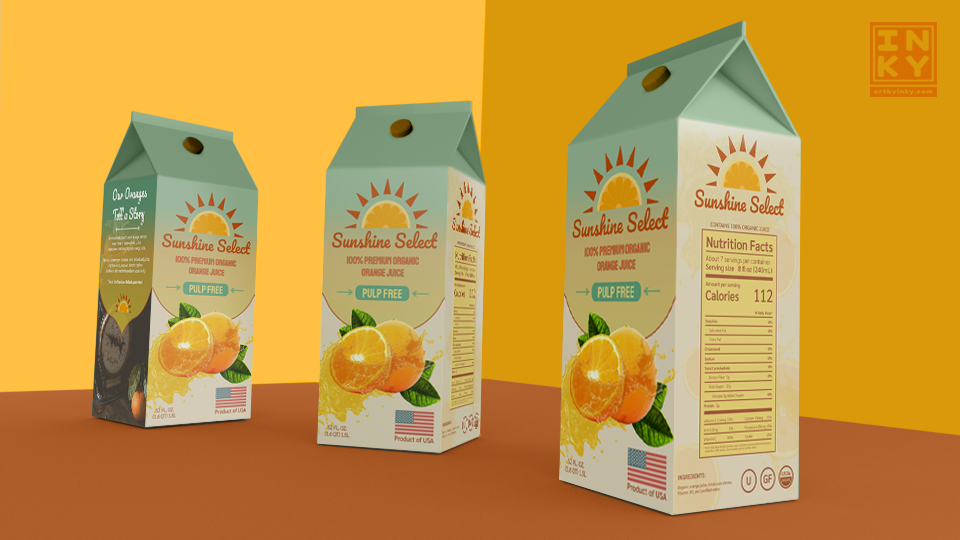 3D model blender branding  designer Digital Art  digital arteork food design graphic design  Illustrator Juice Carton Logo Design mockup design Orange Juice packaging design photoshop