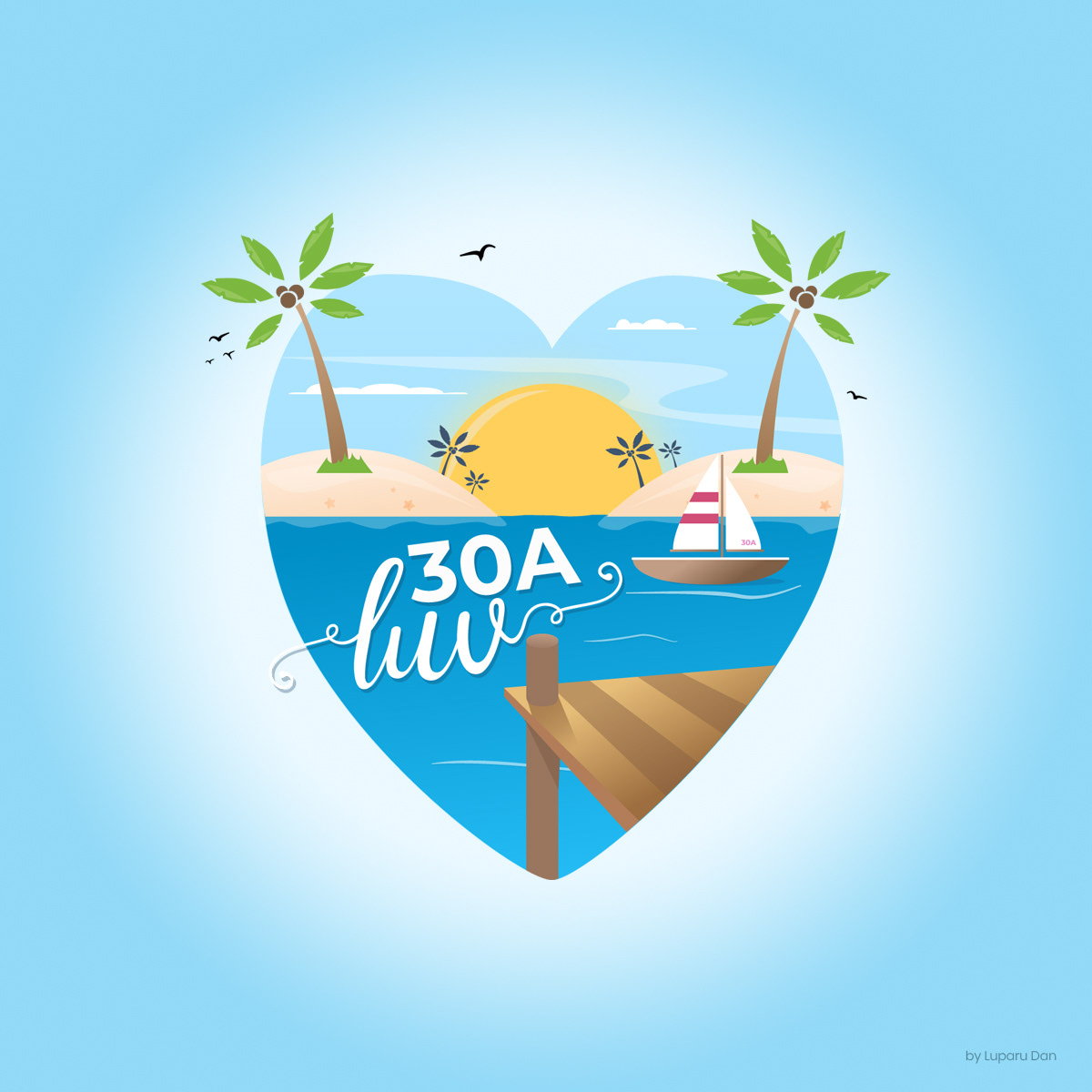 ILLUSTRATION  Illustrative logo beach Water Sports acitivites resort Island vacation luxury