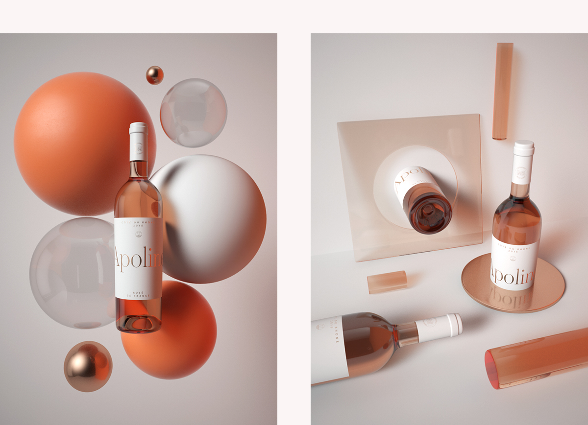 maison Orcia wine Chardonnay syrah Grenache bottle glass rose set design setdesign