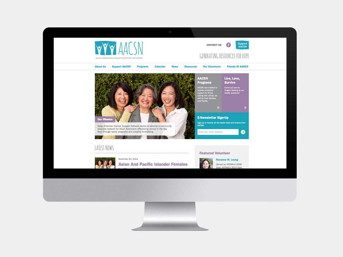 aacsn Asian American cancer nonprofit network survivor network website redesign Logo redesign wordpress