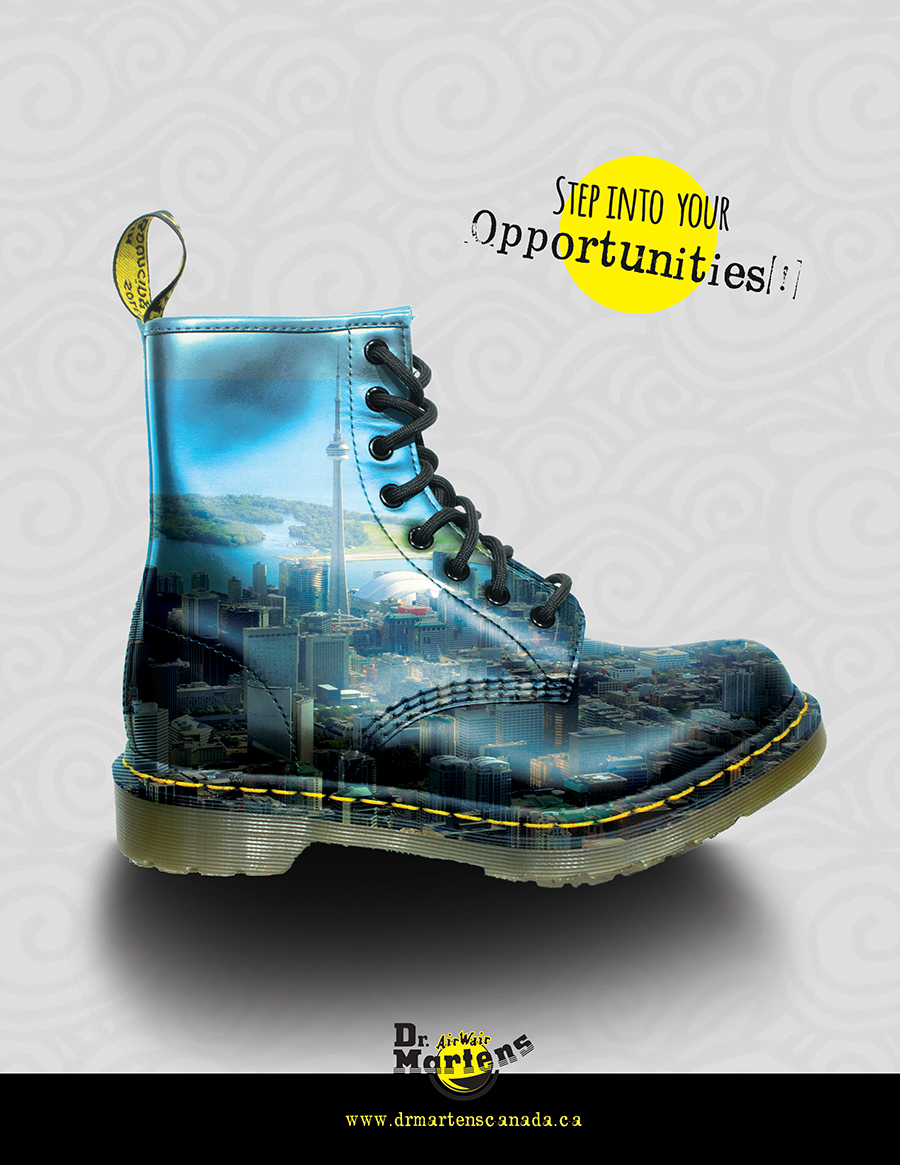 toronto graphic design fatemeh azadbakht photoshooting dr. martens boot Advertising Campaign humber adventure empowerment tag line strong
