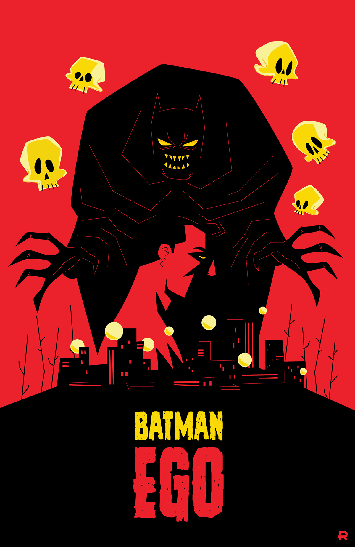 Batman Ego batman Dc Comics vector tribute darwyn cooke Rip Darwyn Cooke Bruce Wayne gotham city adobe illustrator Retro diego riselli best macabre dark