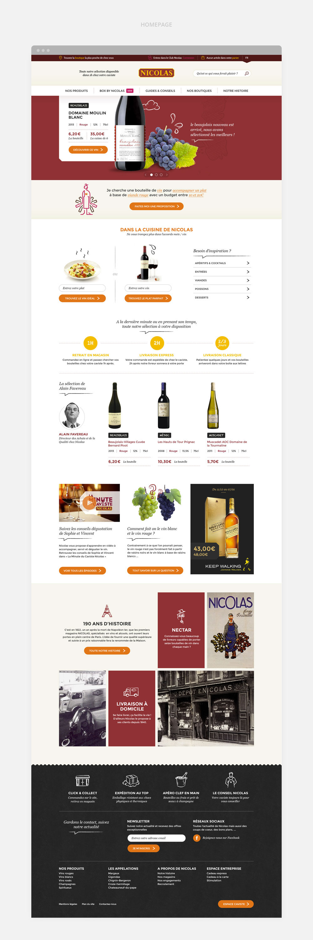 Webdesign direction artistique ui design Vins alcool site internet