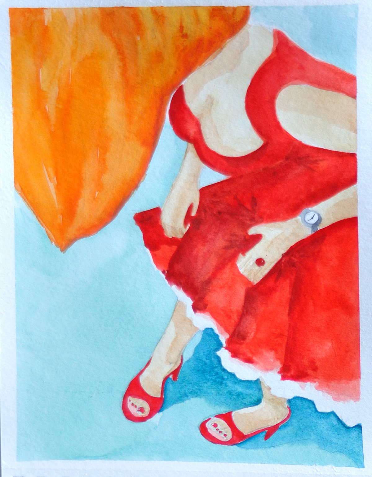 red dress woman shoes