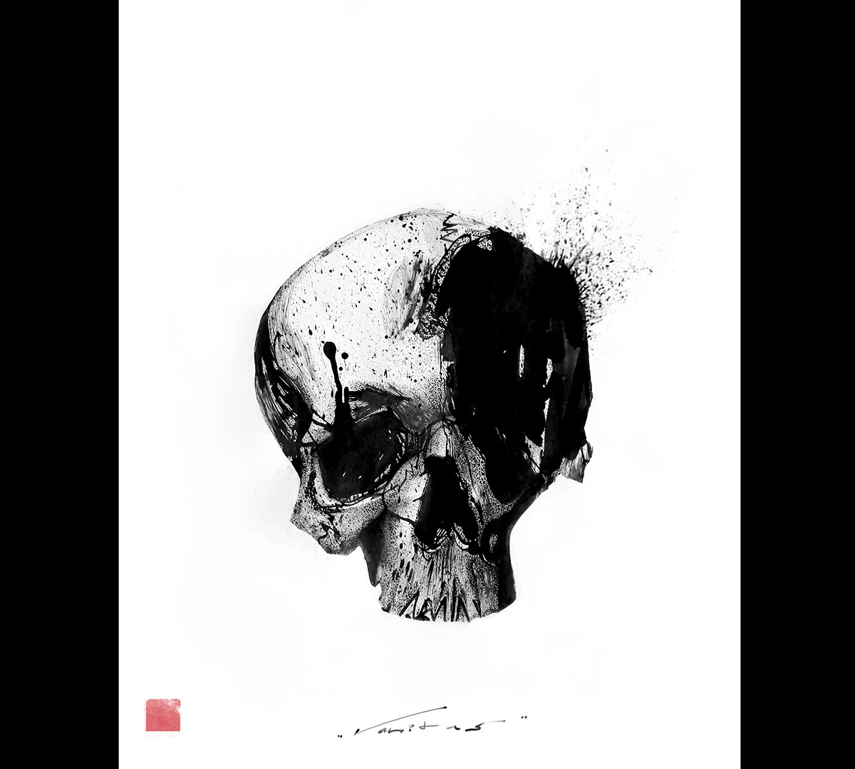 pen ink art sketch sketchbook skull graphic black_white