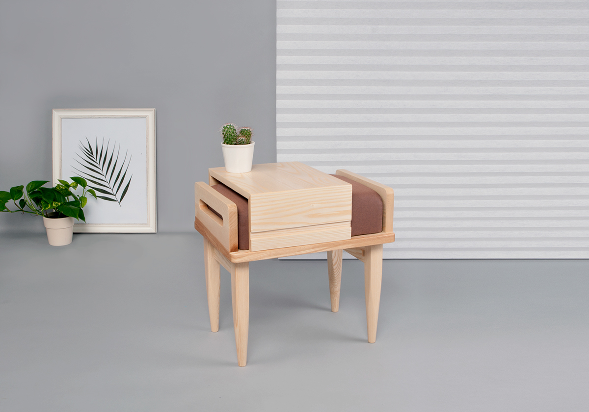 design furniture furnituredesign stool tray wood storage occasionaltable table upholstery kvadrat kvadrattextiles