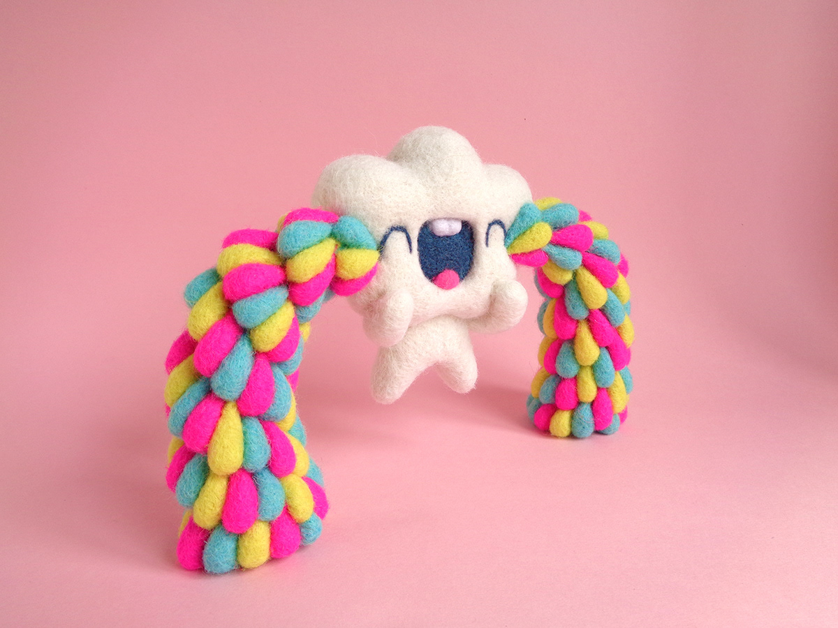 cloud art toy designer toy fiber art raimy cloud Needle Felting handmade droolwool