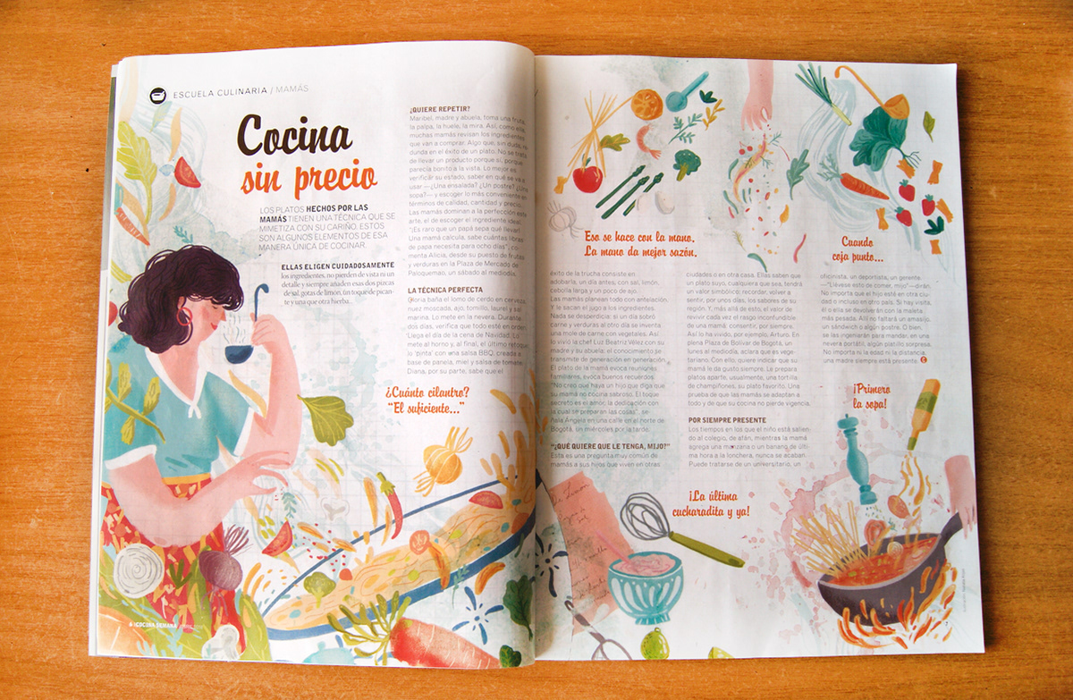 kitchen magazine editoral ilustraciones cocina Food  mom magazineillustration ILLUSTRATION 