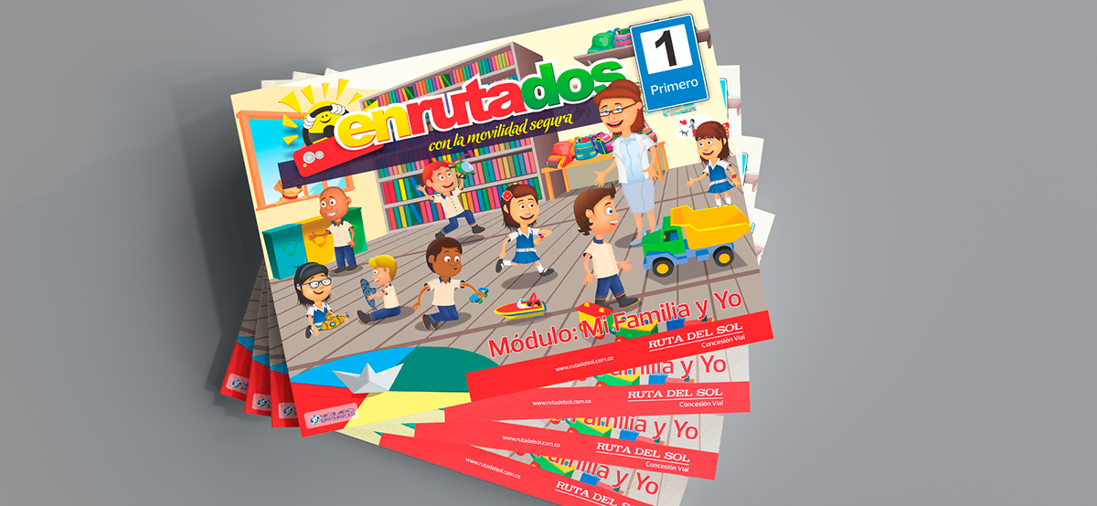 colombia Seguridad vial educación Quike Picón MODULOS diseño gráfico ilustración infantil editorial vial