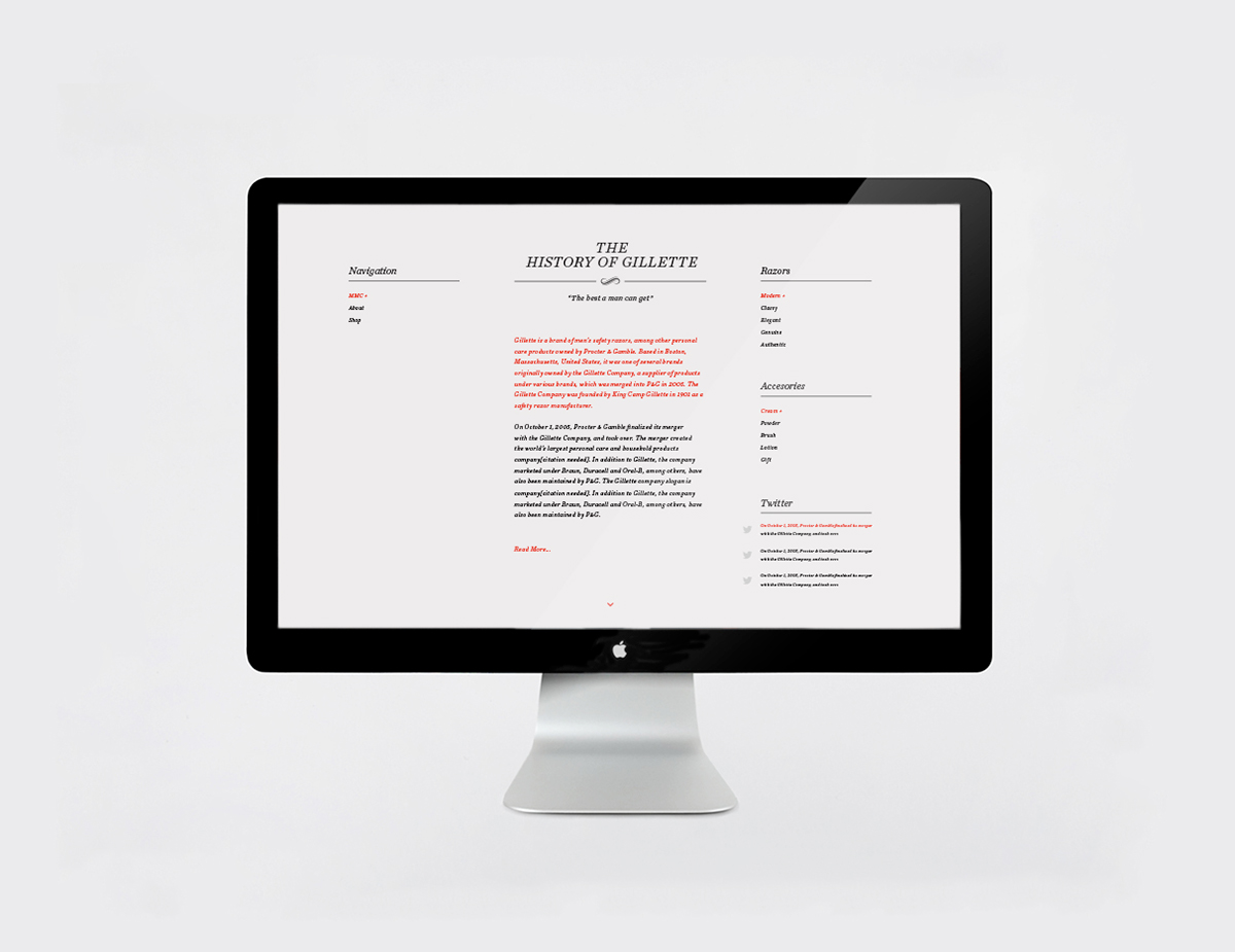 Web type Layout print modern clean simple elegant GILLETTE shave minimal design campaign logo identity