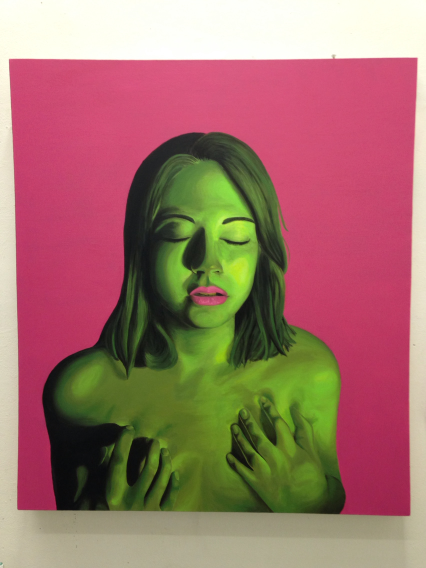 acrylic painting   self portrait Burren BCA OCAC artist student green passion Love