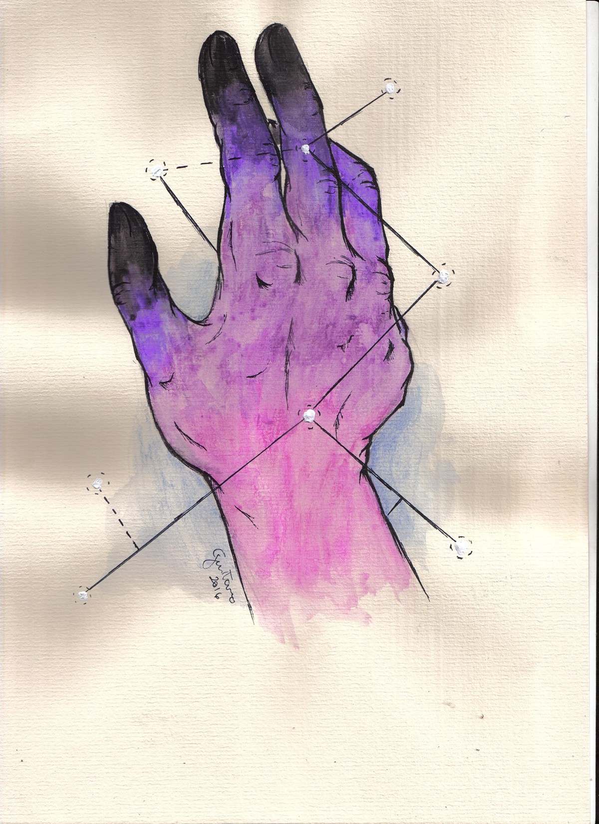 #body #hand #illustration #Watercolor #constellation