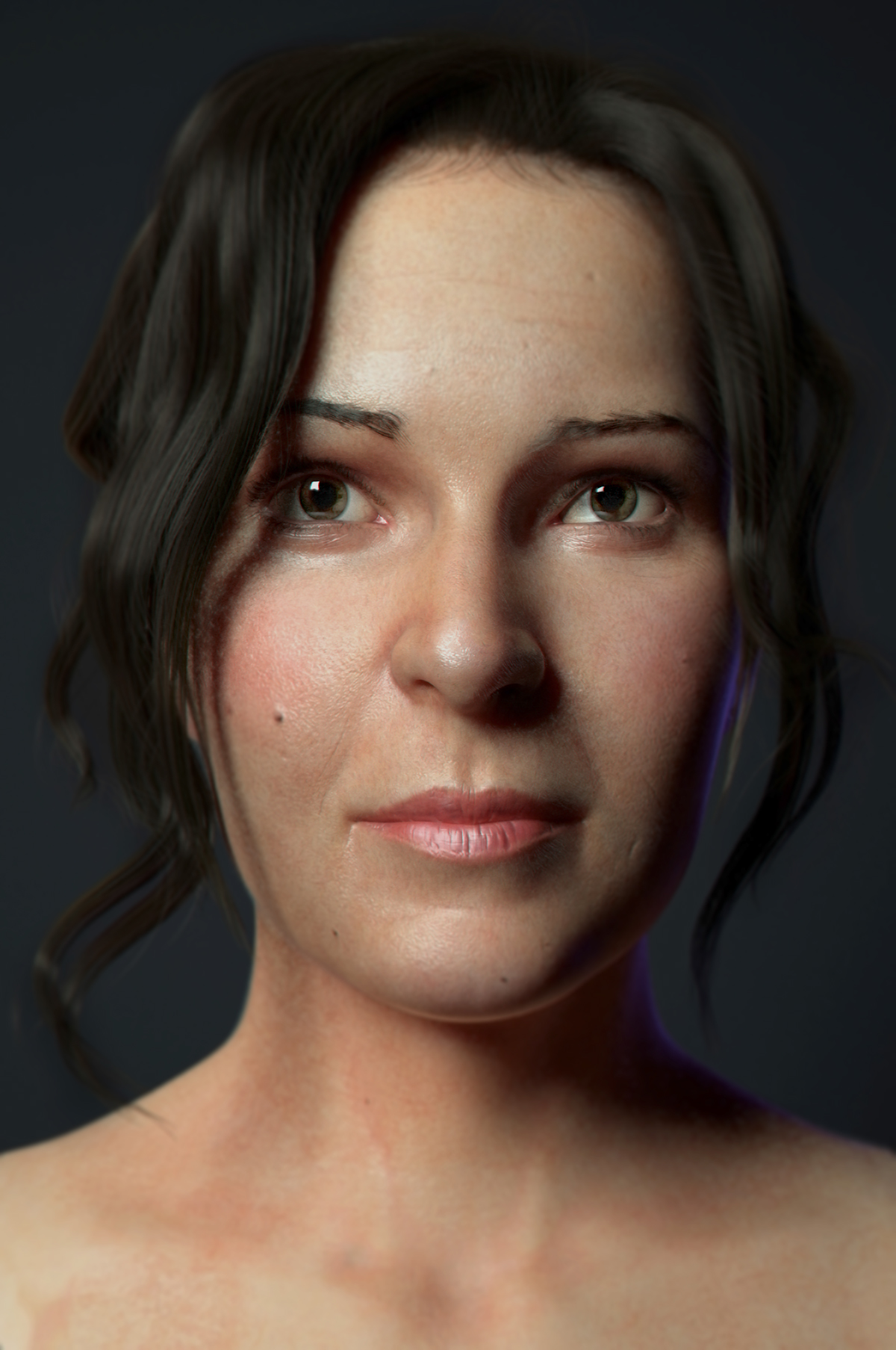 digital 3d Character female girl hair face portrait