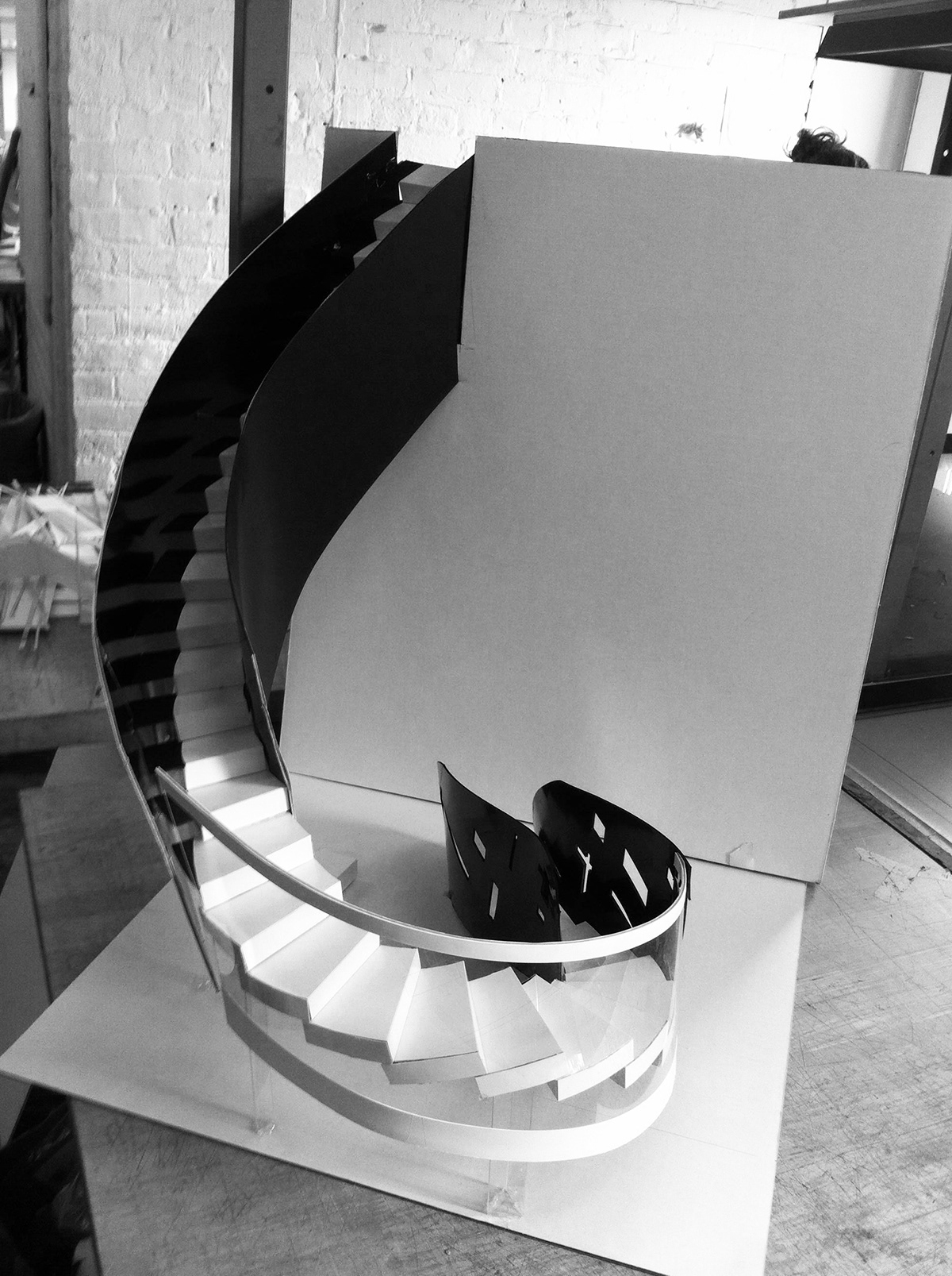 stairs Spiral threshold movement dynamics black White optical illustion making design principles