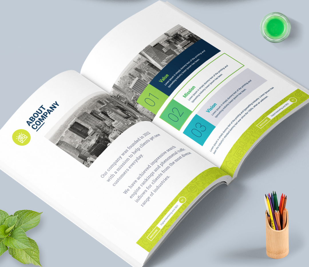 SEO search engine optimization and digital marketing agency company business Bi-fold brochure design