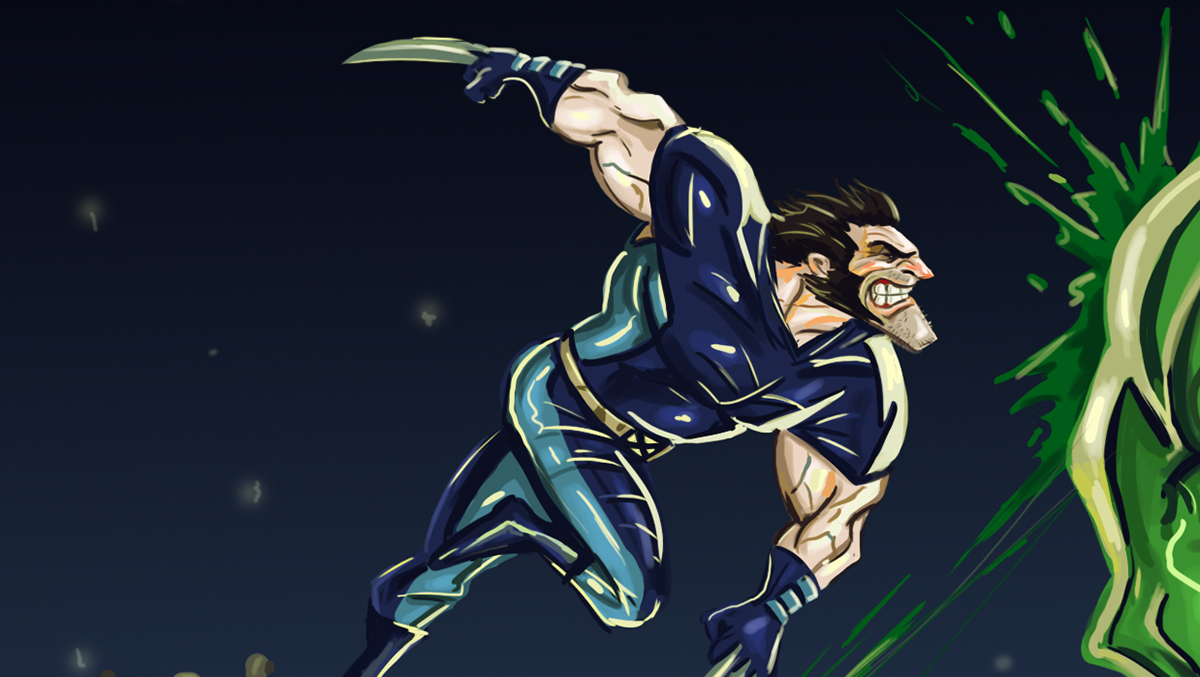 Hulk wolverine fight comics Avengers claws green rage
