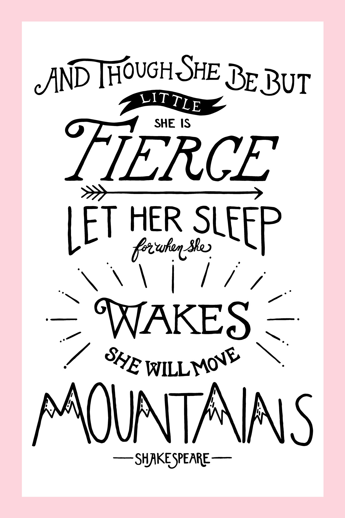 hand drawn lettering custom type quote shakespeare arrow mountains fierce sketchbook pencil HAND LETTERING midsummer night's dream